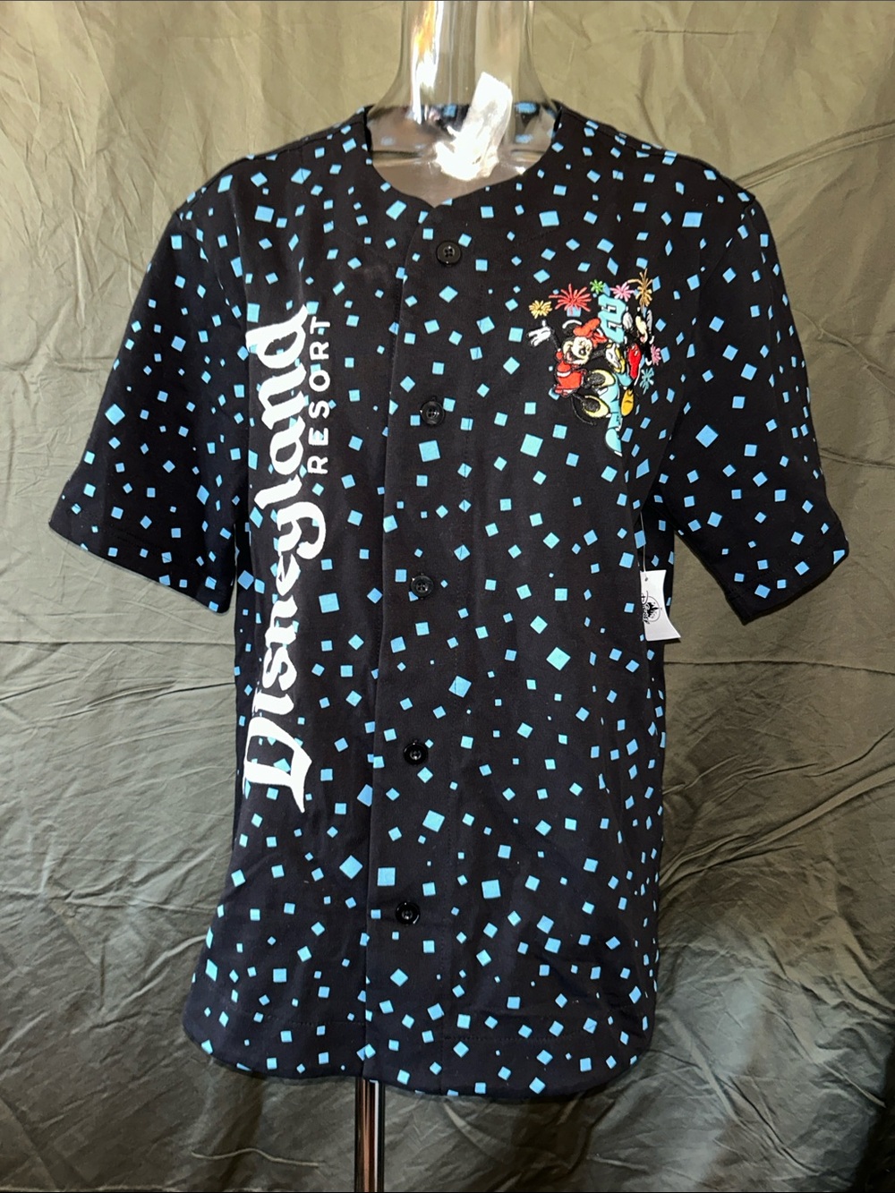 Disney Black & Blue Mickey Resort Button-Up Jersey